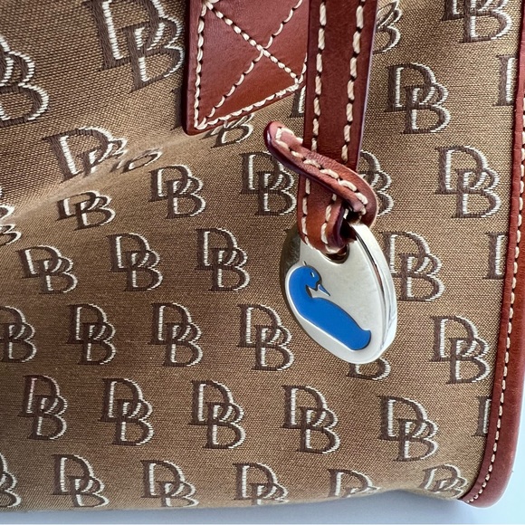 Dooney & Bourke Signature Monogram Canvas and Leather Shoulder Tote Bag - Picture 6 of 13